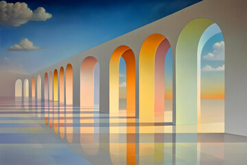 Abstract Archway Sunset Illustration
