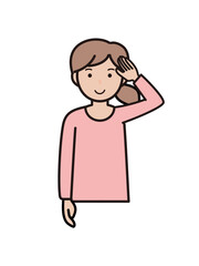 敬礼ポーズをする若い女性の上半身イラスト