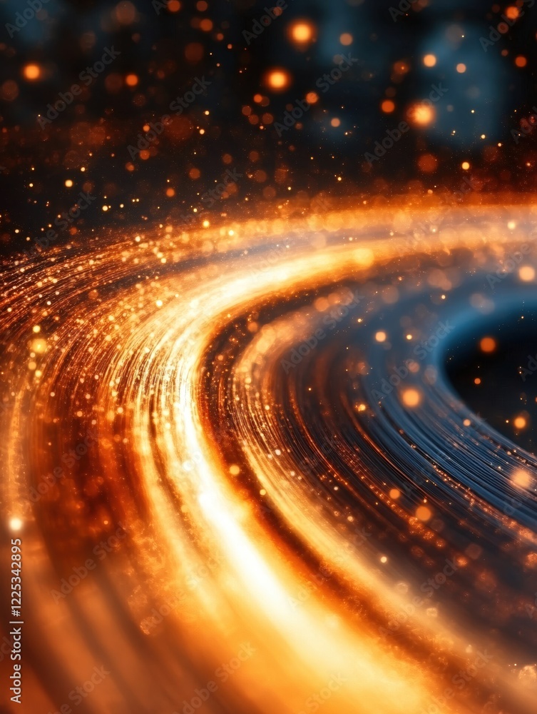 Aufkleber abstract glowing circular path with sparkling particles on a dark background design