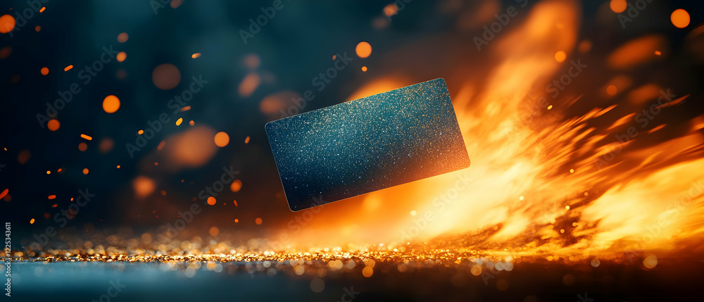 Poster A dynamic visual of a block igniting amidst vivid sparks and flames, showcasing energy and transformation.