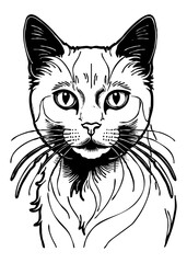 Fototapeta premium Cat . Animal black and white illustration . Logo design, for use in graphics.