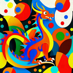 Dragon . Chinese banner, happy new year poster. Oil painting . Pattern for printing on wall decorations, covers