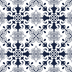 Intricate Ornamental Tile Pattern with Floral and Geometric Arrangements