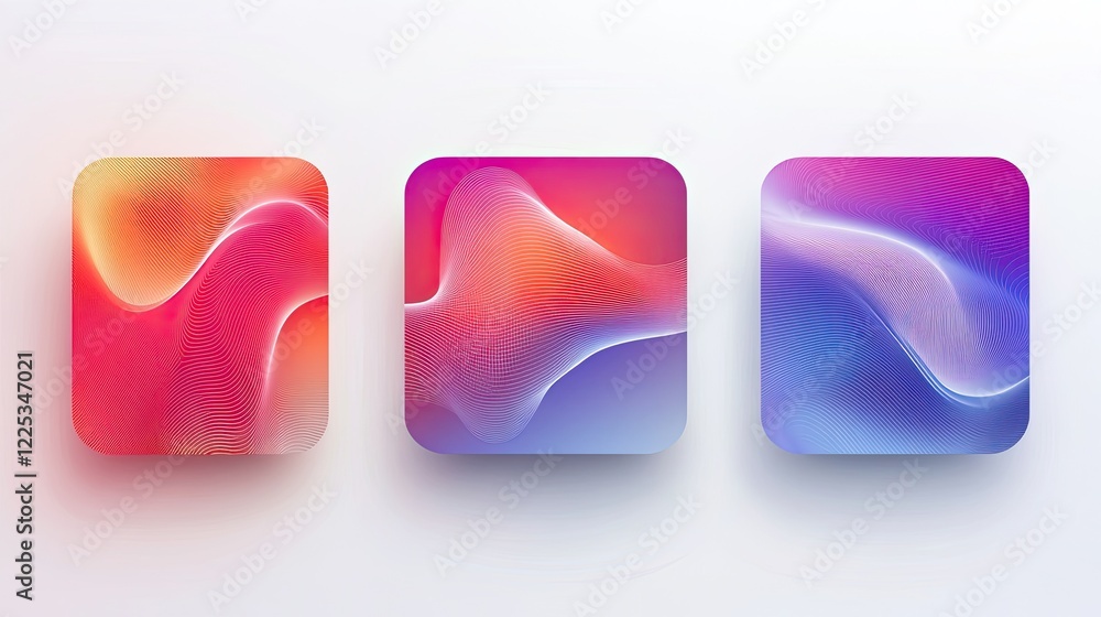 Aufkleber abstract gradient art with vibrant curved lines and dynamic color blends
