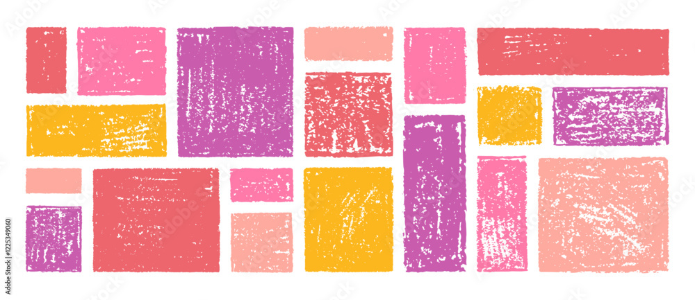 Aufkleber frame box shape with brush crayon texture. square shape for text. pink color vector background. pain