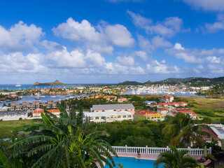 View of the marina at Rodney Bay, Saint Lucia, St. Lucia, Leeward Islands, Lesser Antilles,...