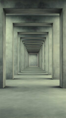 Abstract 3D Concrete Corridor
