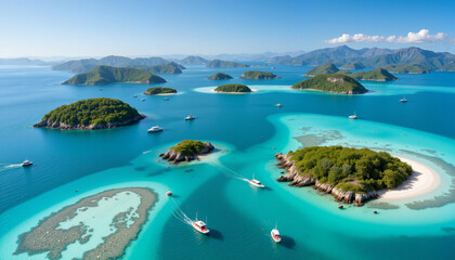 Stunning aerial view of vibrant tropical archipelago, natural beauty