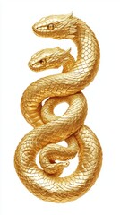 Obraz premium A Golden Sculpture Of Two Intertwined Snakes, Detailed Scales, And Intense Eyes.