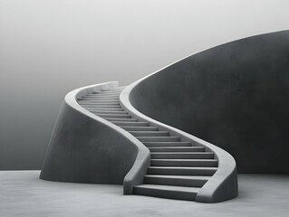 Curved Staircase 3D Illustration