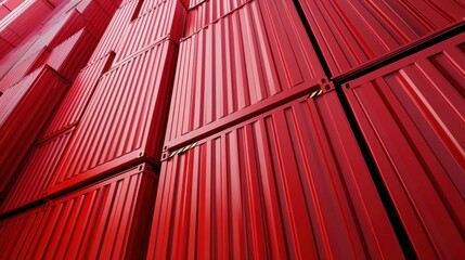 Crimson Cargo: A Towering Stack of Shipping Containers