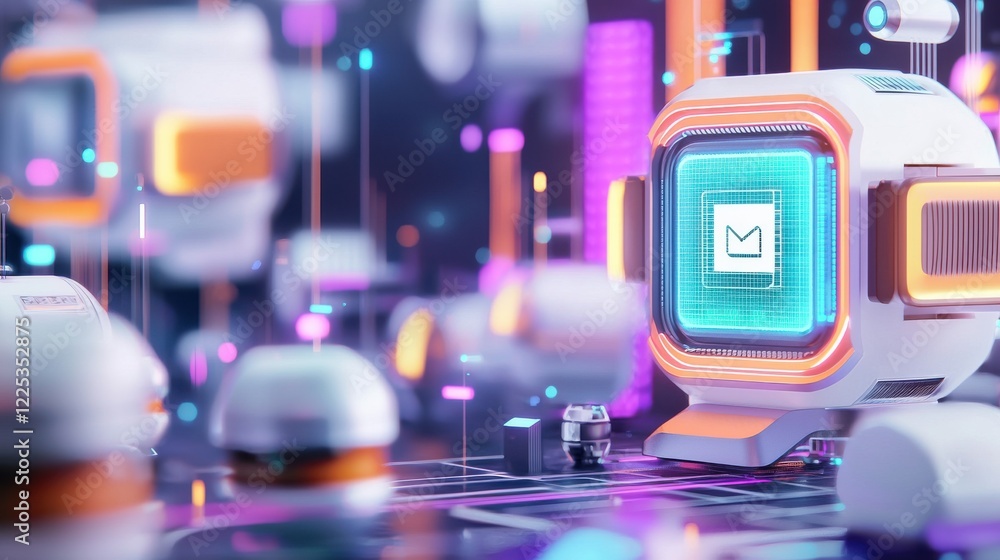 Poster futuristic digital interface concept with innovative technological display