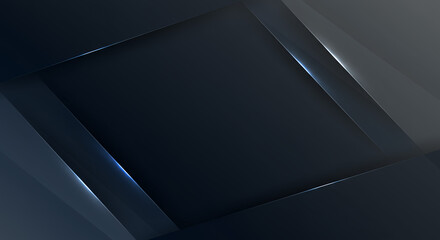 Abstract Dark Blue Geometric Background with Glowing Lines