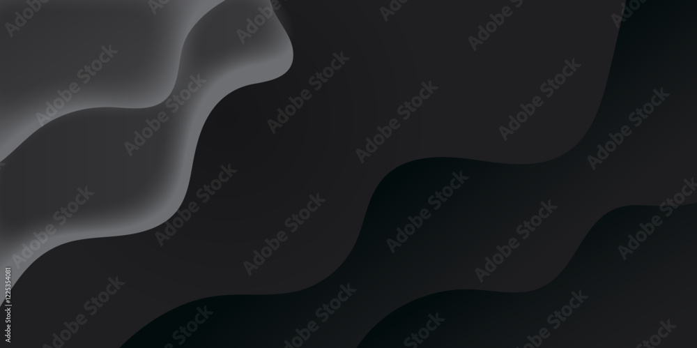 Poster abstract black soft diagonal shape light and shadow wavy background.