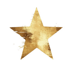 Obraz premium Distinctive Grungy Gold Star Design on a Transparent Background