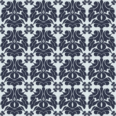 Classic Ornamental Tile Pattern with Blue and White Floral Accents
