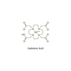 Gadoteric Acid flat skeletal molecular structure Contrast media treatment. Vector illustration scientific diagram.