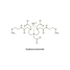 Gadoteridol flat skeletal molecular structure Contrast media treatment. Vector illustration scientific diagram.