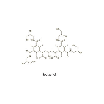 Iodixanol flat skeletal molecular structure Contrast media treatment. Vector illustration scientific diagram.