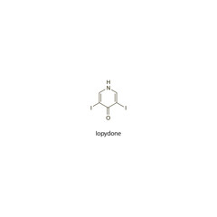 Iopydone flat skeletal molecular structure Contrast media treatment. Vector illustration scientific diagram.