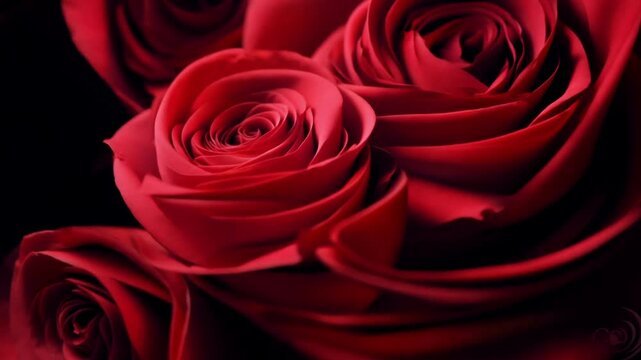 Beautiful red roses elegantly arranged on a dark background showcasing their vibrant color and delicate petals