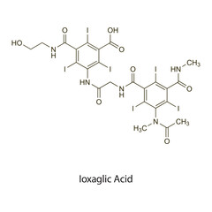 Ioxaglic Acid flat skeletal molecular structure Contrast media treatment. Vector illustration scientific diagram.