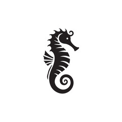 Black Color Seahorse silhouette design Vector Illustration, Solid White Background (1).eps