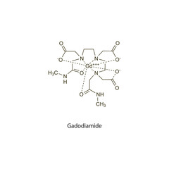 Gadodiamide flat skeletal molecular structure Contrast media treatment. Vector illustration scientific diagram.
