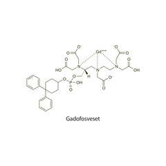 Gadofosveset flat skeletal molecular structure Contrast media treatment. Vector illustration scientific diagram.