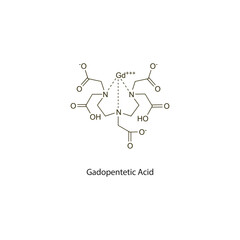 Gadopentetic Acid flat skeletal molecular structure Contrast media treatment. Vector illustration scientific diagram.