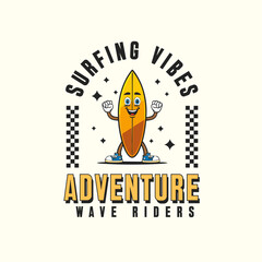 Surfing vibes Adventure Wave Riders retro  print graphic  typography