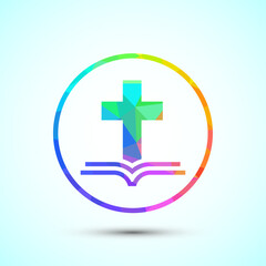 Christian cross icon design illustration, Religion sign. Holy cross logo symbol low poly style