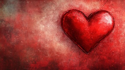 Abstract red grunge background texture with heart shape for Valentine's Day, love concept, romantic wallpaper