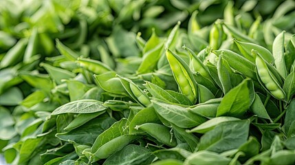 Fototapeta premium Fresh green peas are nestled in their pods alongside colorful tomatoes against a dark wooden background, showcasing natural produce