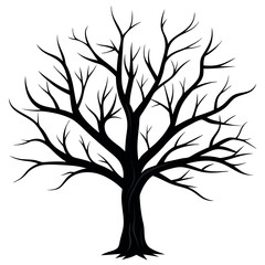 Obraz premium Bare tree branches vector illustration. 