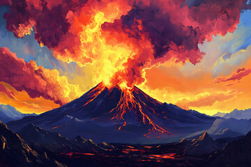 burning volcano