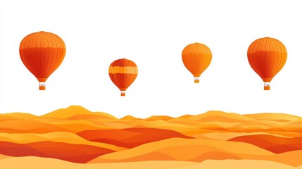 Fototapeta premium Colorful hot air balloons soaring above a vibrant desert landscape during sunset