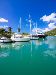 Marigot Bay with yachts, Castries, Saint Lucia, St. Lucia, Windward Islands, Lesser Antilles, Caribbean, Caribbean Sea, North America