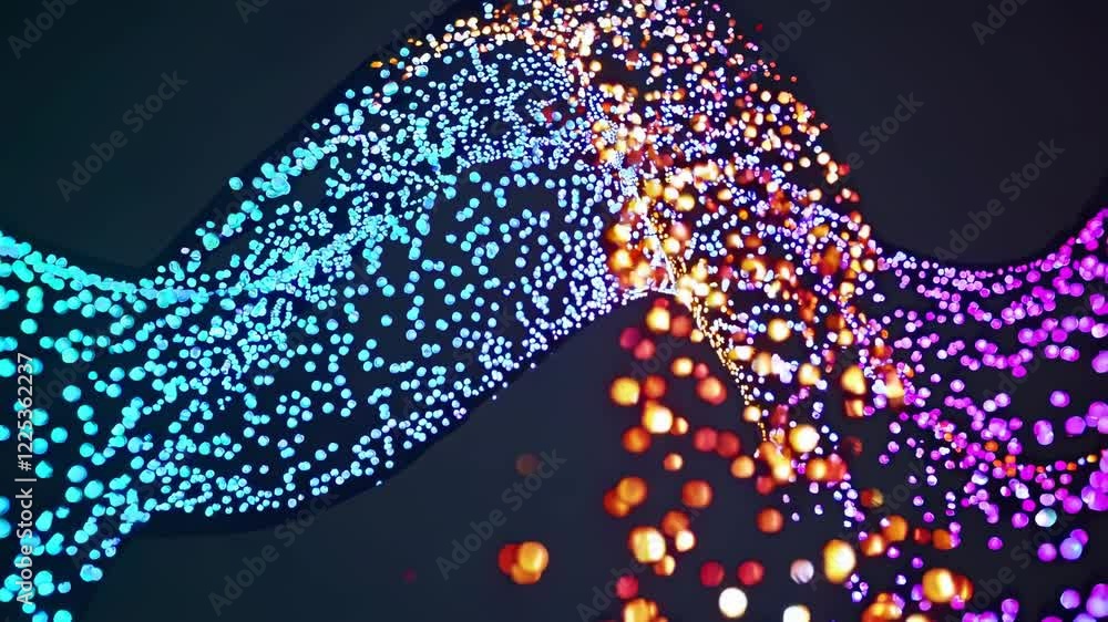 Aufkleber colorful particle waves flow gracefully in a digital space with vibrant hues and dynamic motion