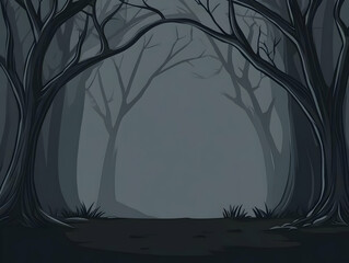 Obraz premium Dark Forest Illustration Background