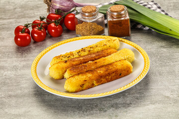 Crispy breaded mozarella cheese sticks