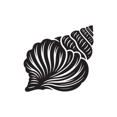 Black Color Seashell silhouette design Vector Illustration, Solid White Background (11).eps