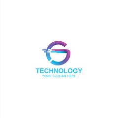 letter g logo icon for technology with creative illustration