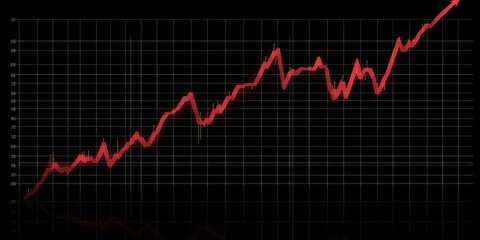 A bar chart showing rising stock values on a screen.