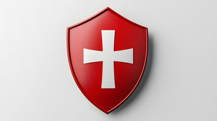 Obraz premium Red Shield with White Cross Design
