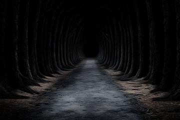 Dark Tree Tunnel 3D Illustration
