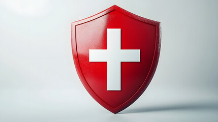 Red Shield Bearing a White Cross Symbol