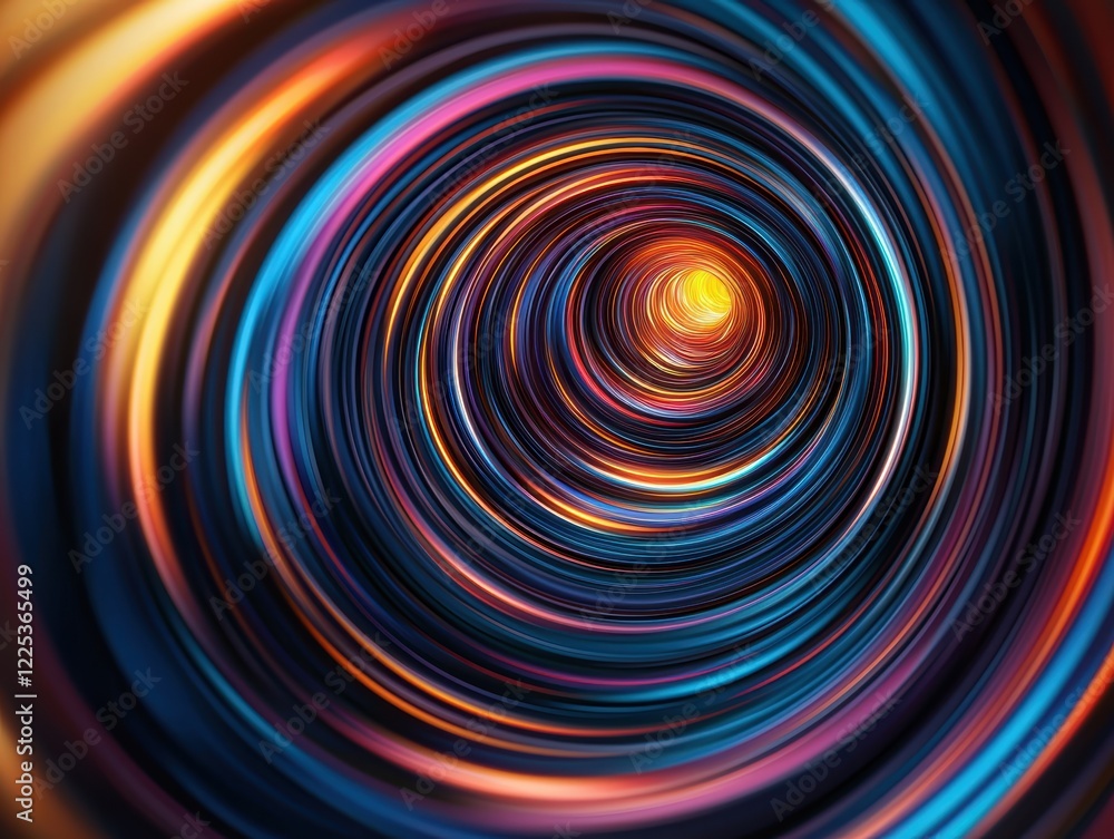 Poster a vibrant, swirling vortex of colors radiating from a central point, creating a mesmerizing visual e