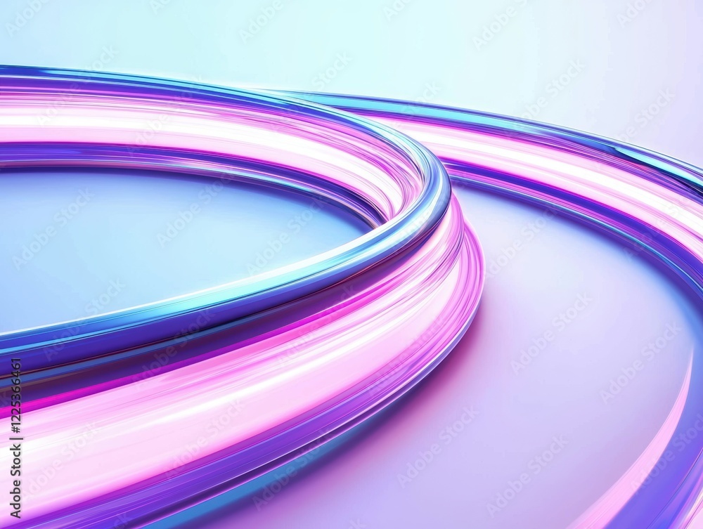 Poster a vibrant design featuring glowing purple and blue light curves, creating a dynamic and futuristic v