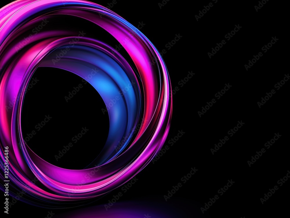 Poster a vibrant swirl of purple and blue light against a black background, creating an abstract and dynami